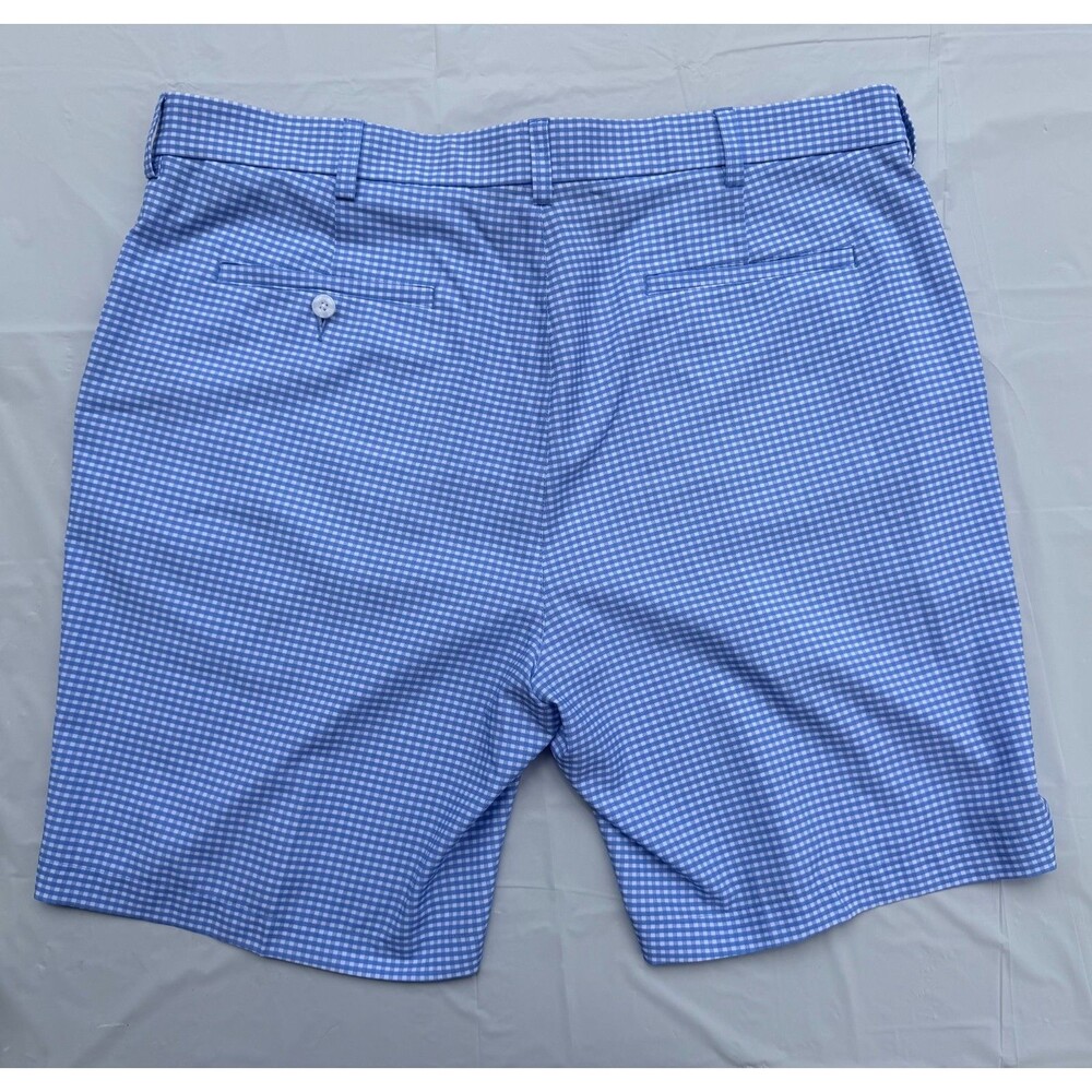 Roundtree & Yorke Performance Golf Shorts 40 Blue White Gingham Stretch Beach - Picture 3 of 6